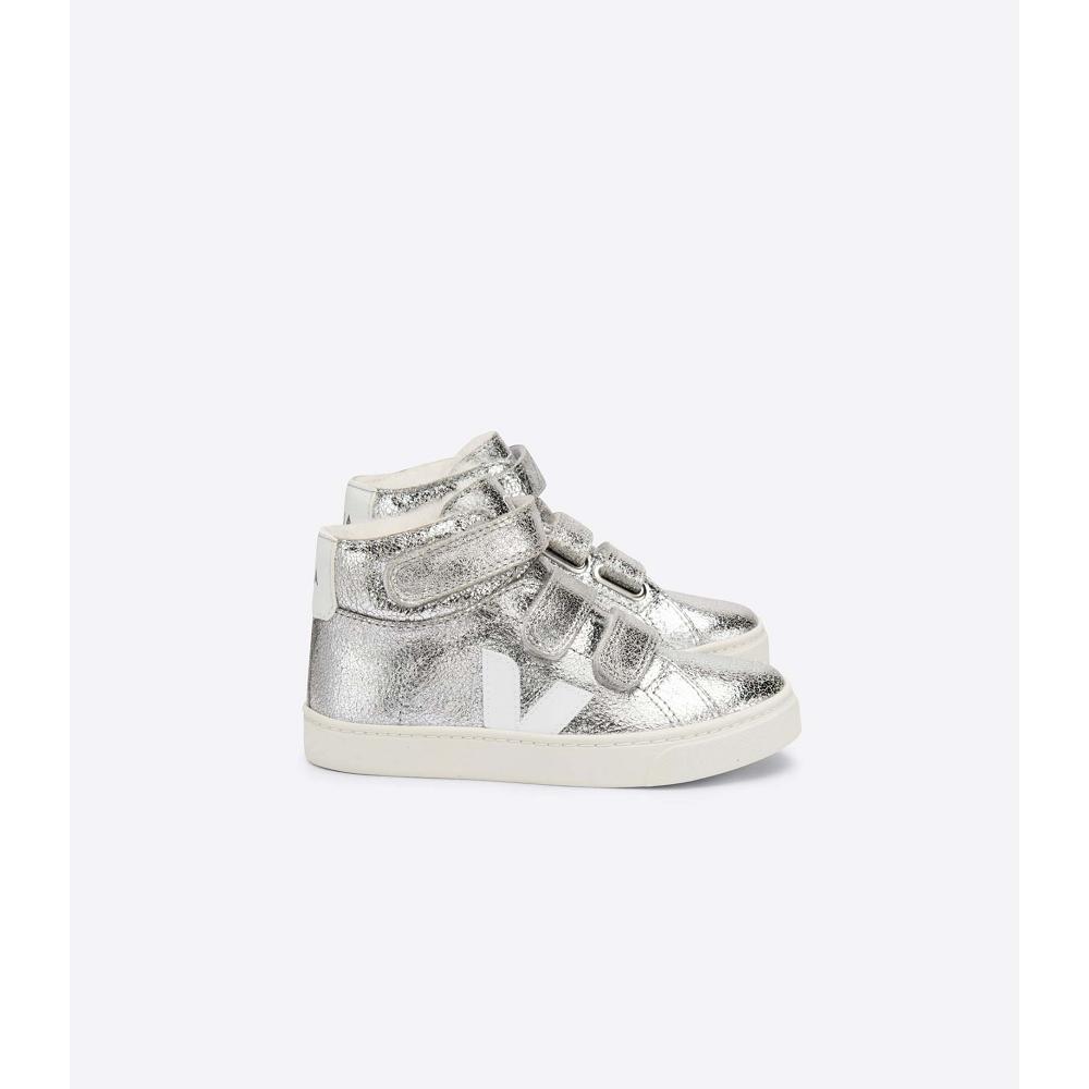 Veja ESPLAR MID FURED SUEDE Kids\' High Tops Silver | CA 700GSO